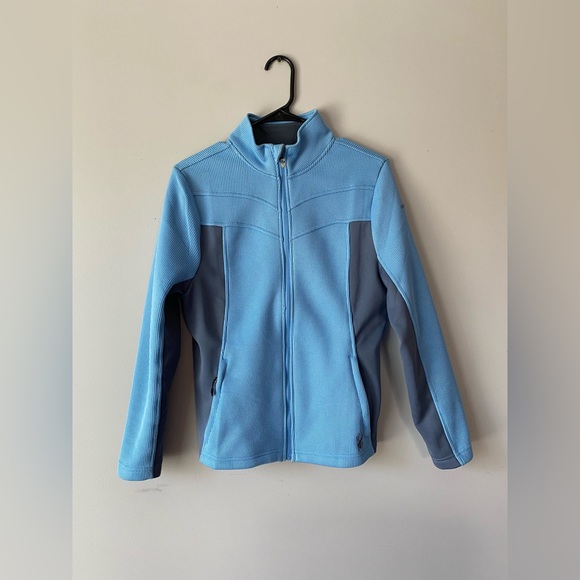 Spyder Womens Speedo Powder Blue Waffle Knit Fleece Zip Jacket Medium - Picture 4 of 15